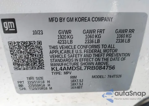 2024 Buick Encore Gx Sport Touring Fwd from USA, damaged, VIN KL4AMDSL7RB084756